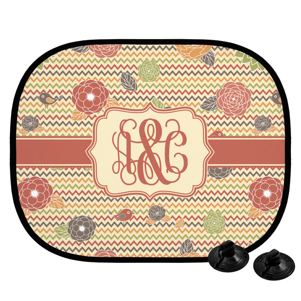 Custom Chevron & Fall Flowers Car Side Window Sun Shade (Personalized)