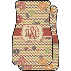 Chevron & Fall Flowers Car Floor Mats (Personalized)