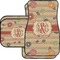 Chevron & Fall Flowers Car Floor Mats Set - 2 Front & 2 Back (Personalized)