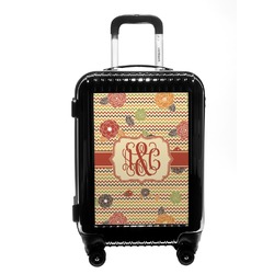 Chevron & Fall Flowers Carry On Hard Shell Suitcase (Personalized)