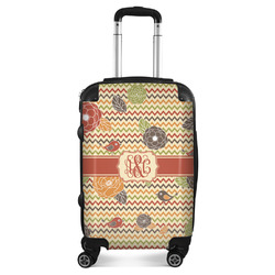 Chevron & Fall Flowers Suitcase - 20" Carry On (Personalized)