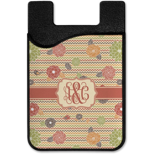 Chevron & Fall Flowers Cell Phone Credit Card Holder