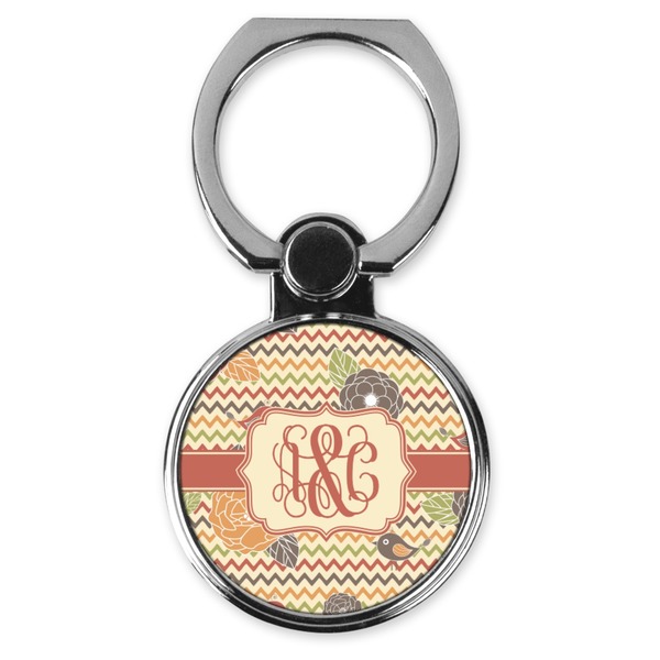 Custom Chevron & Fall Flowers Cell Phone Ring Stand & Holder (Personalized)