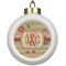 Chevron & Fall Flowers Ceramic Ball Ornament (Personalized)