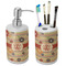 Chevron & Fall Flowers Ceramic Bathroom Accessories Set (Personalized)