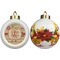 Chevron & Fall Flowers Ceramic Christmas Ornament - Poinsettias (APPROVAL)
