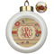 Chevron & Fall Flowers Ceramic Ball Ornaments - Poinsettia Garland (Personalized)
