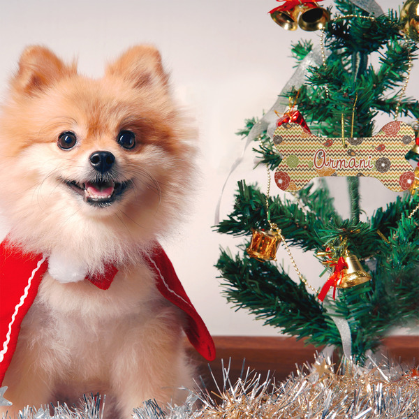 Chevron & Fall Flowers Ceramic Flat Ornament - Bone (LIFESTYLE)