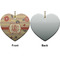 Chevron & Fall Flowers Ceramic Flat Ornament - Heart Front & Back (APPROVAL)