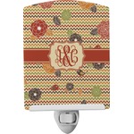 Chevron & Fall Flowers Ceramic Night Light (Personalized)