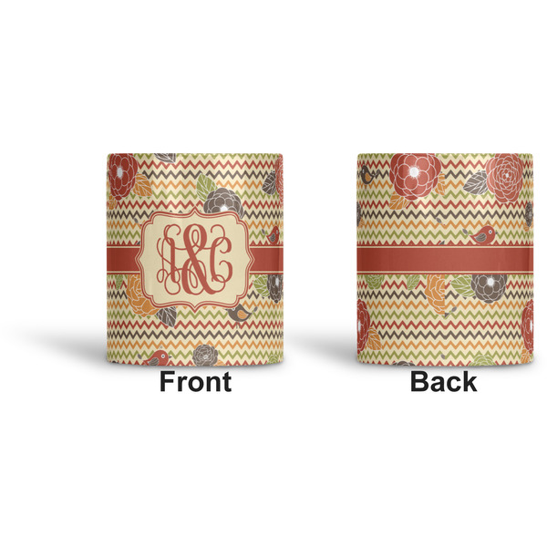 Chevron & Fall Flowers Ceramic Pen Holder - Apvl