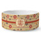 Chevron & Fall Flowers Ceramic Dog Bowl - Large (Personalized)