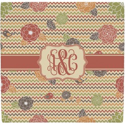 Chevron & Fall Flowers Ceramic Tile Hot Pad (Personalized)