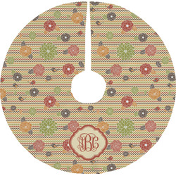 Chevron & Fall Flowers Tree Skirt (Personalized)