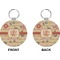 Chevron & Fall Flowers Circle Keychain (Front + Back)