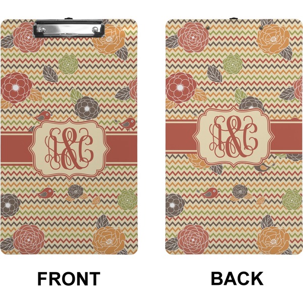 Chevron & Fall Flowers Clipboard (Legal) (Front + Back)