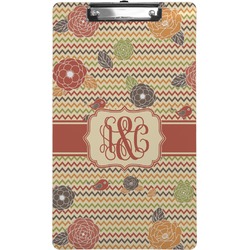 Chevron & Fall Flowers Clipboard (Legal Size) (Personalized)