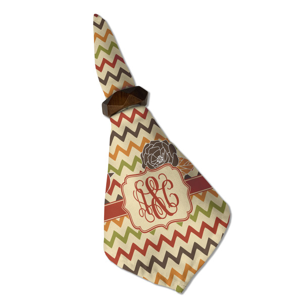 Chevron & Fall Flowers Cloth Napkins - Personalized Dinner (Folded in Ring) (MAIN)