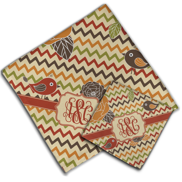 Chevron & Fall Flowers Cloth Napkins - Personalized Lunch & Dinner (PARENT MAIN)