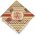 Chevron & Fall Flowers Cloth Napkin w/ Couple's Names