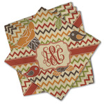 Chevron & Fall Flowers Cloth Cocktail Napkins - Set of 4 w/ Couple's Names