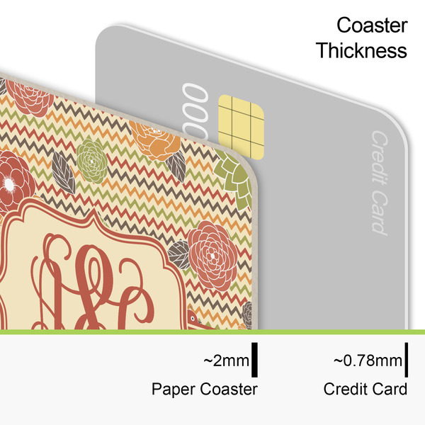 Chevron & Fall Flowers Coaster Thickness