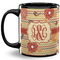 Chevron & Fall Flowers Coffee Mug - 11 oz - Full- Black