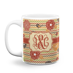 Chevron & Fall Flowers Coffee Mug (Personalized)