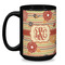 Chevron & Fall Flowers Coffee Mug - 15 oz - Black