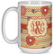 Chevron & Fall Flowers 15 Oz Coffee Mug - White (Personalized)