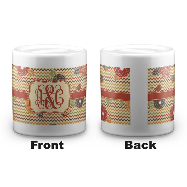 Chevron & Fall Flowers Coin Bank - Apvl