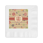 Chevron & Fall Flowers Coined Cocktail Napkins (Personalized)