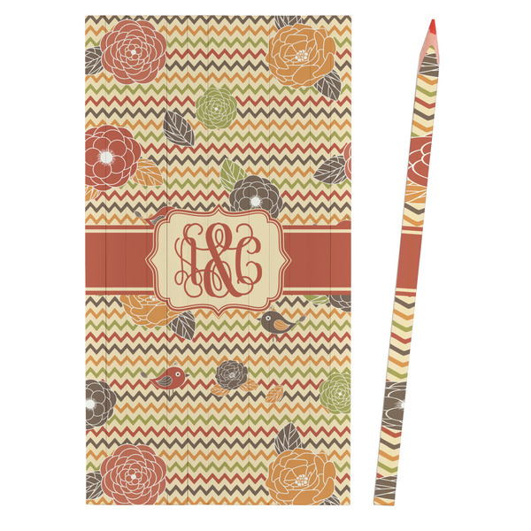 Chevron & Fall Flowers Colored Pencils - Front View