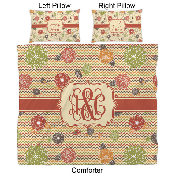 Chevron & Fall Flowers Comforter Set - King - Approval
