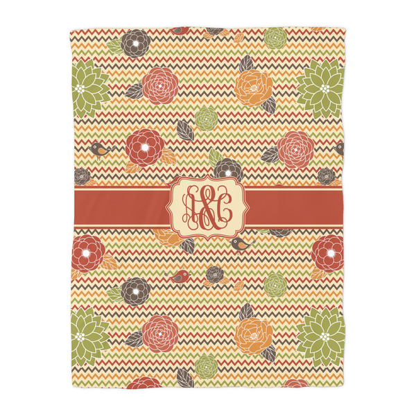 Chevron & Fall Flowers Comforter - Twin - Front