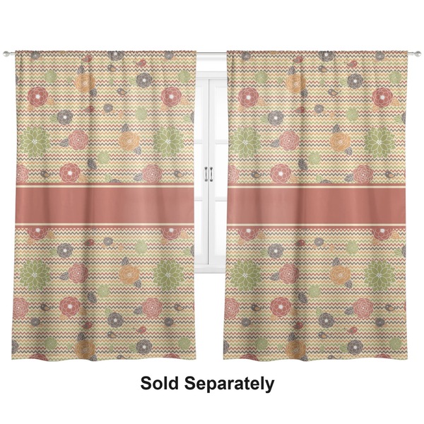 Chevron & Fall Flowers Curtains