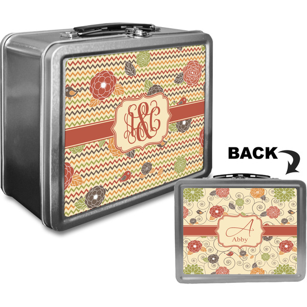 Chevron & Fall Flowers Custom Lunch Box / Tin Approval