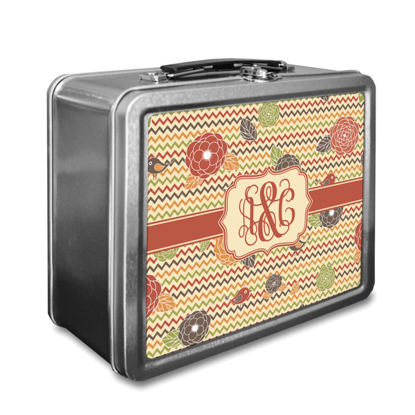 Custom Chevron & Fall Flowers Lunch Box (Personalized)