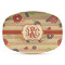 Chevron & Fall Flowers Plastic Platter - Microwave & Oven Safe Composite Polymer (Personalized)