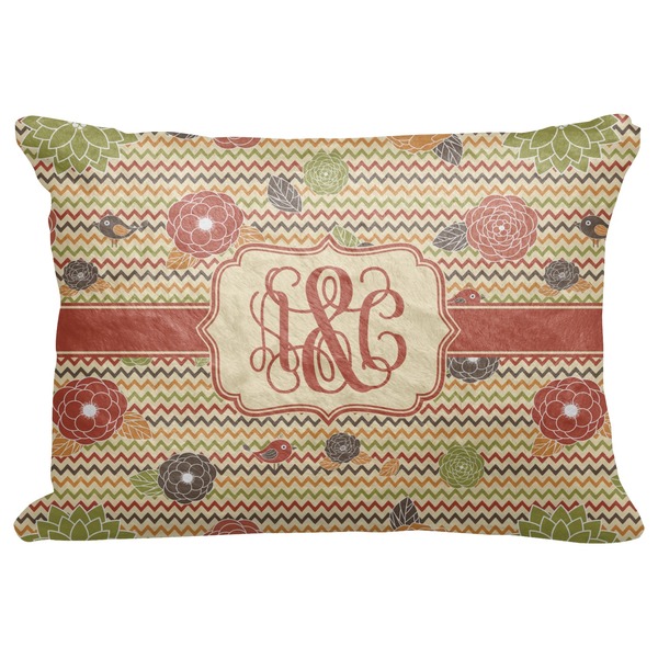 Custom Chevron & Fall Flowers Decorative Baby Pillowcase - 16"x12" (Personalized)
