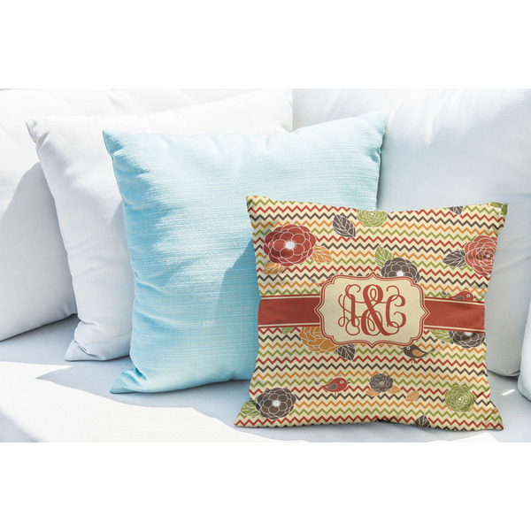 Chevron & Fall Flowers Decorative Pillow Case - LIFESTYLE 2