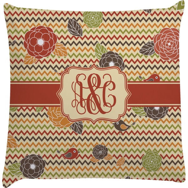 Custom Chevron & Fall Flowers Decorative Pillow Case (Personalized)