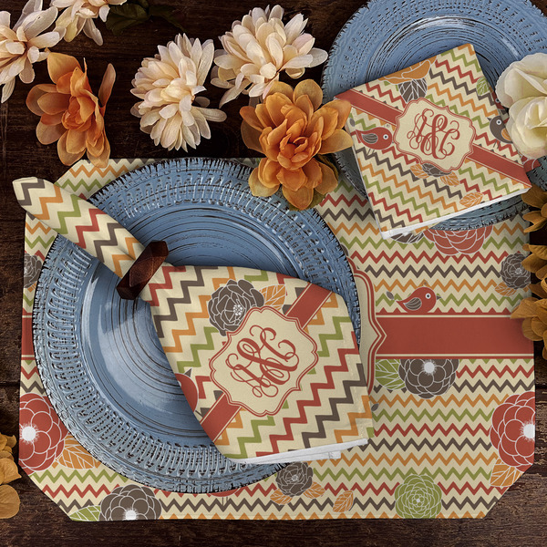 Chevron & Fall Flowers Dining Set