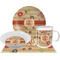 Chevron & Fall Flowers Dinner Set - 4 Pc (Personalized)
