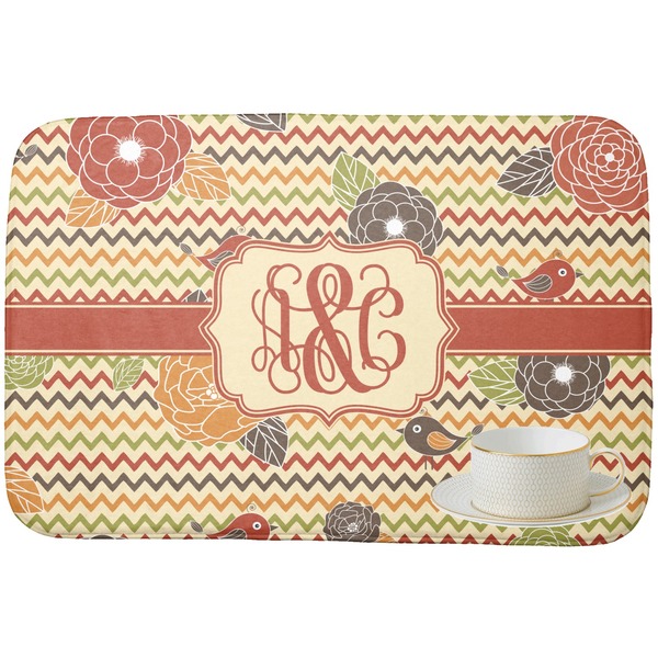 Chevron & Fall Flowers Dish Drying Mat