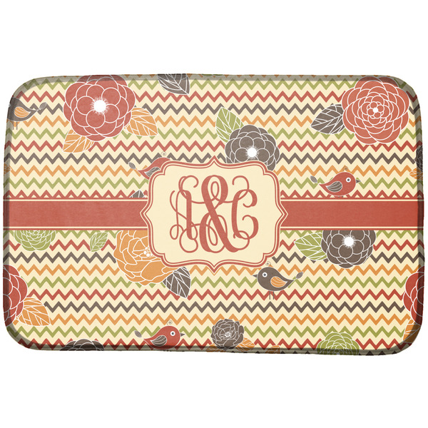 Custom Chevron & Fall Flowers Dish Drying Mat (Personalized)