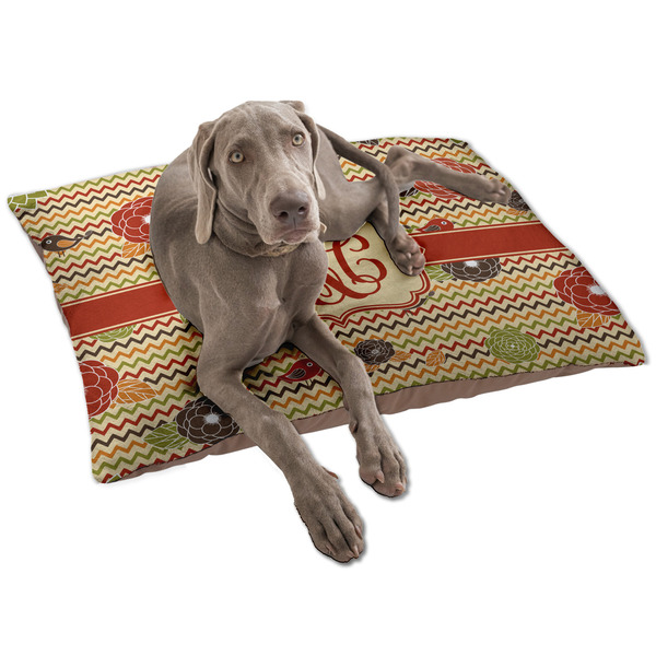 Chevron & Fall Flowers Dog Bed - Large LIFESTYLE