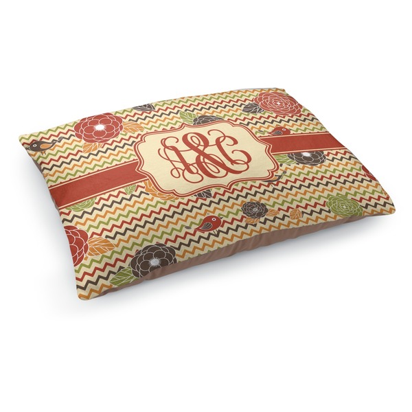 Custom Chevron & Fall Flowers Dog Bed - Medium w/ Couple's Names