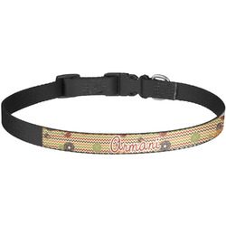 Chevron & Fall Flowers Dog Collar - Large (Personalized)