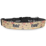 Chevron & Fall Flowers Deluxe Dog Collar - Extra Large (16" to 27") (Personalized)